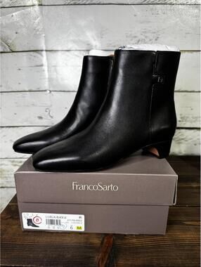 Franco Sarto Women's Luella Black Leather Ankle Boot Women's 6 NIB